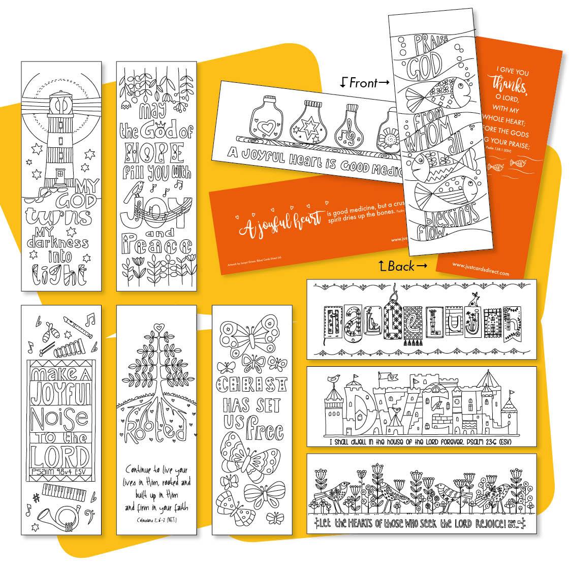 10 Images of Joy Colouring bookmarks