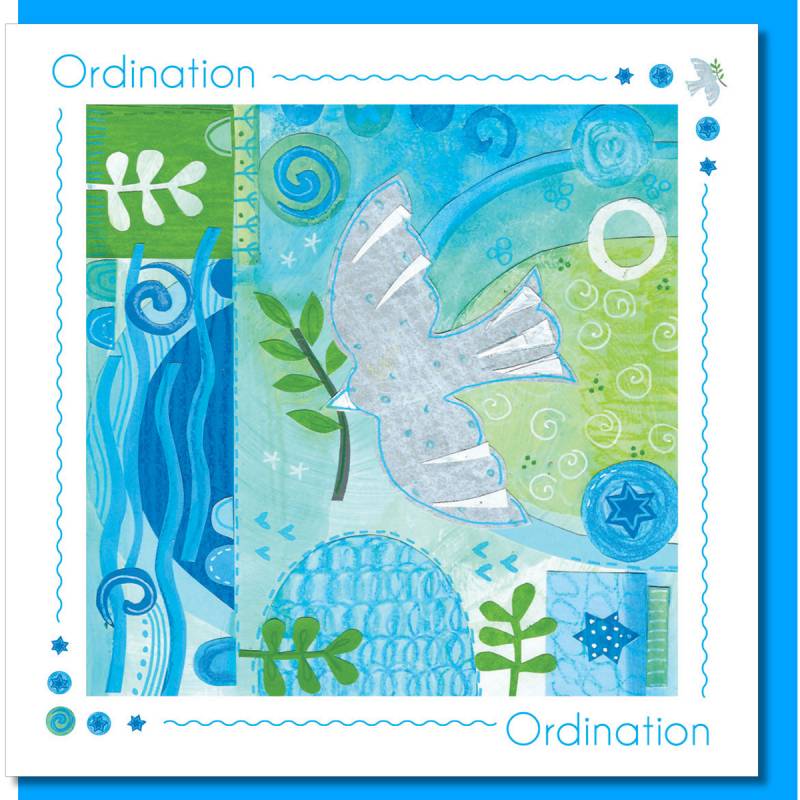 Ordination dove & leaf Greetings Card