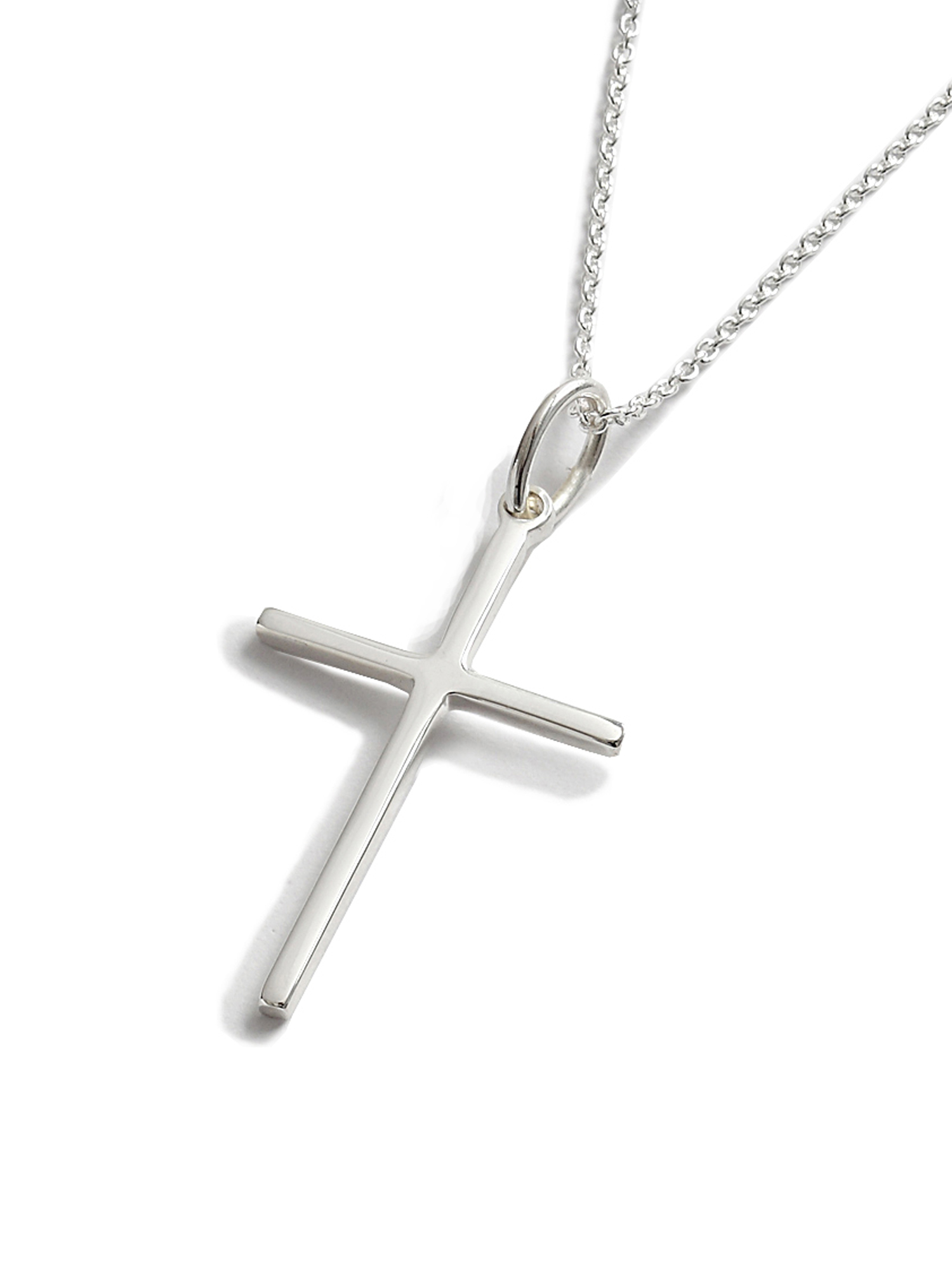 Sterling silver Delicate Plain Cross Pendant Free Delivery at Eden.co.uk