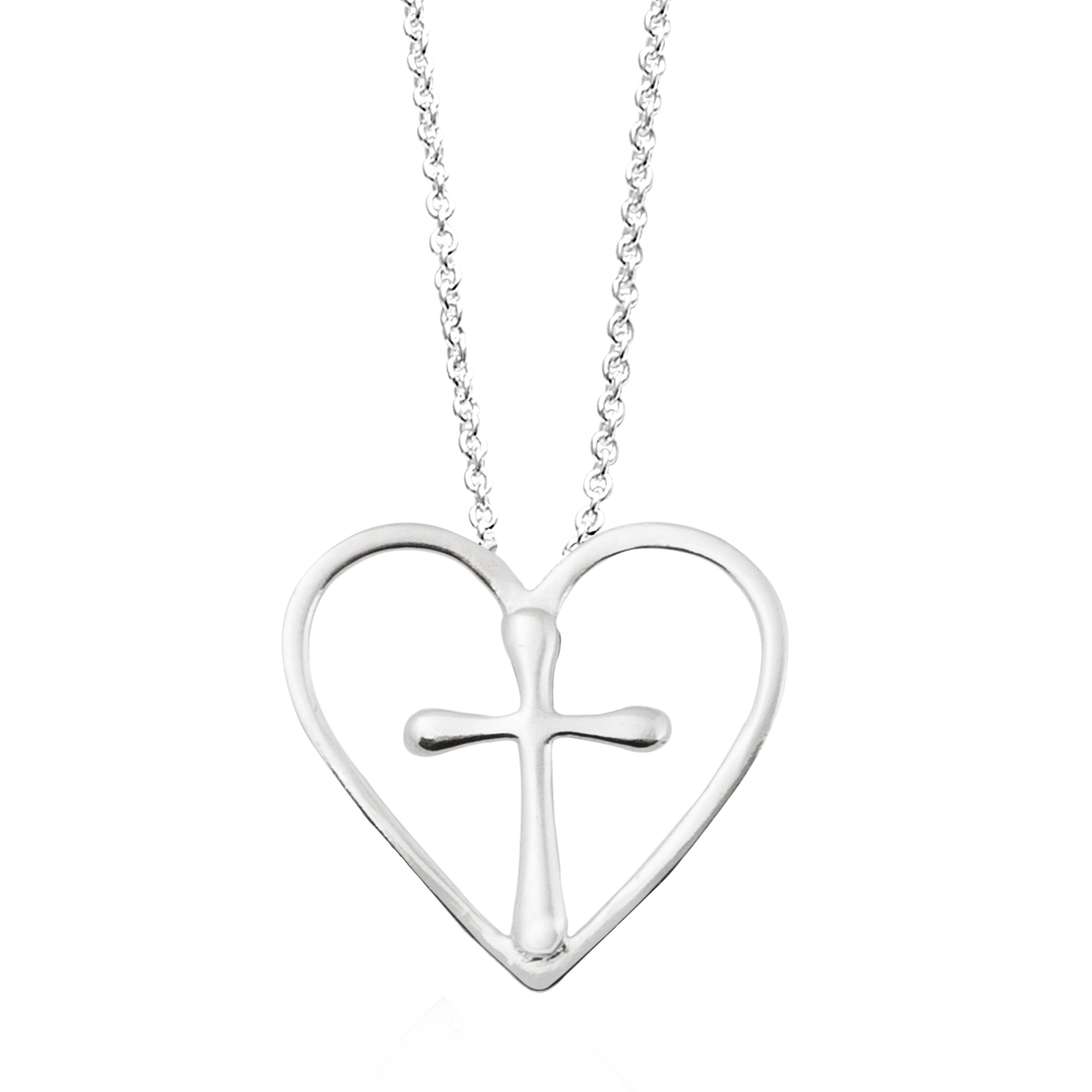 open heart cross necklace