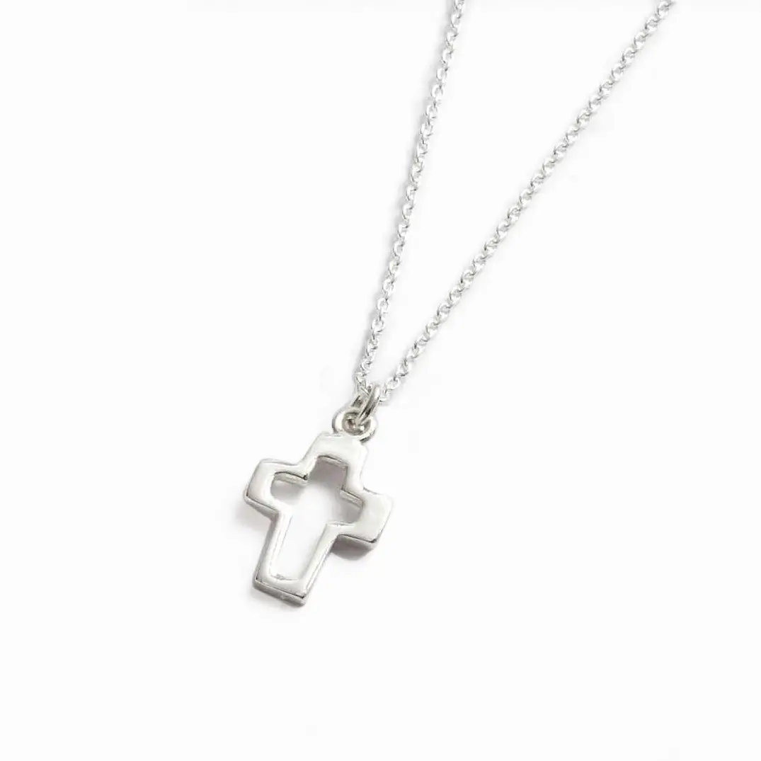 OIDEA Stainless Steel Hollow Cross Pendant Necklace - Hypoallergenic Silver/Gold/Black/Blue, 22" Chain