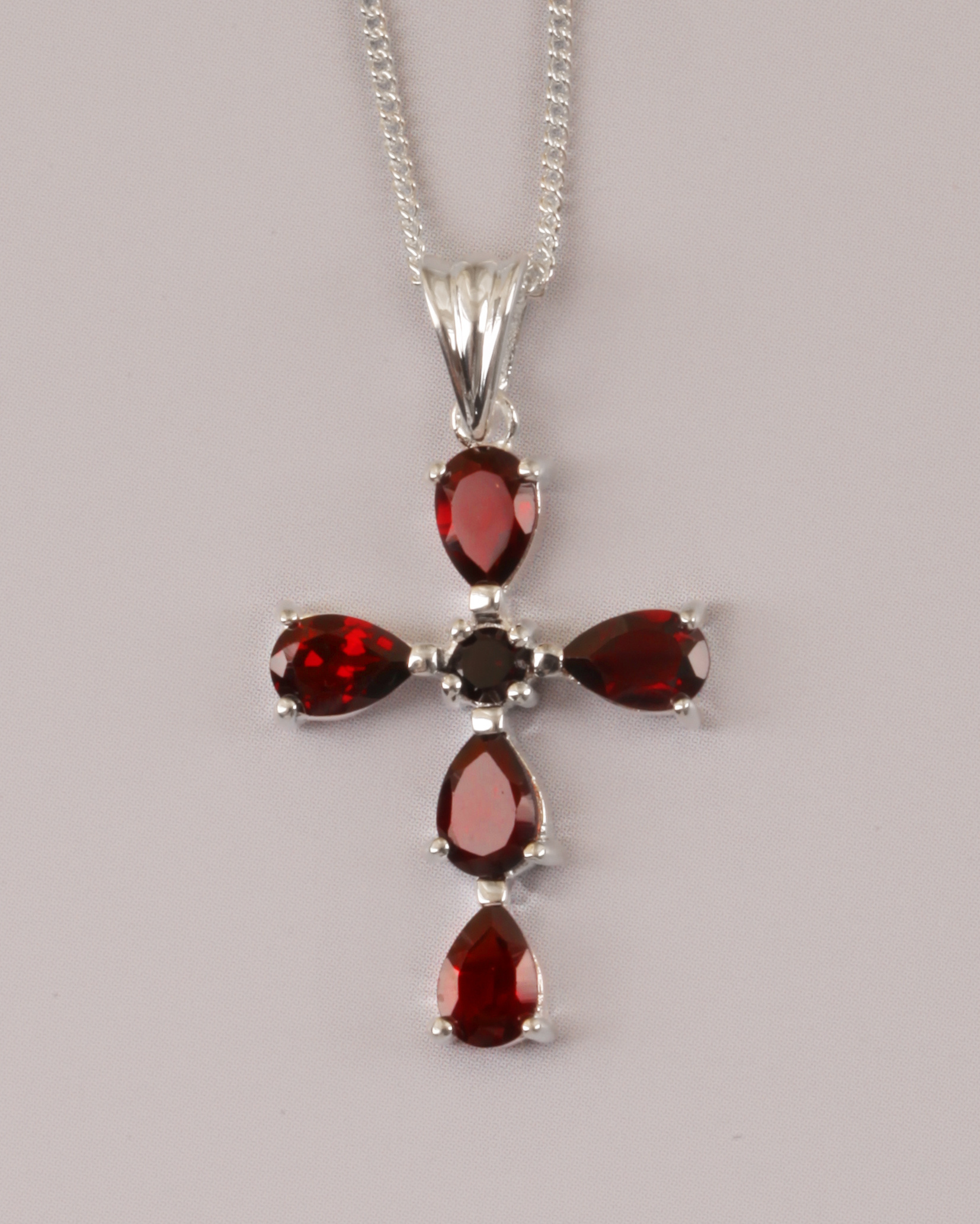Silver Garnet Cross Pendant: Free 