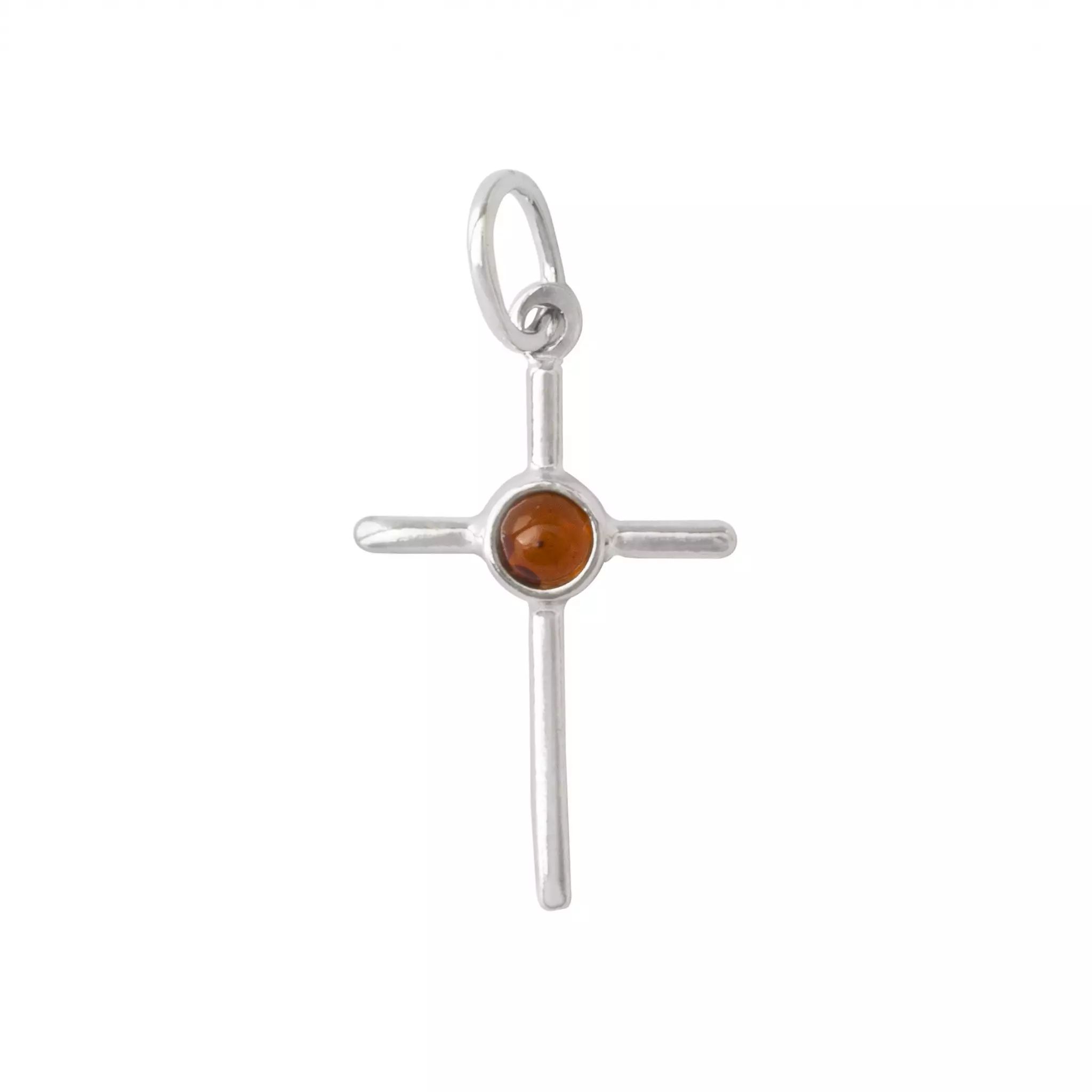 Silver and Amber Cross Pendant