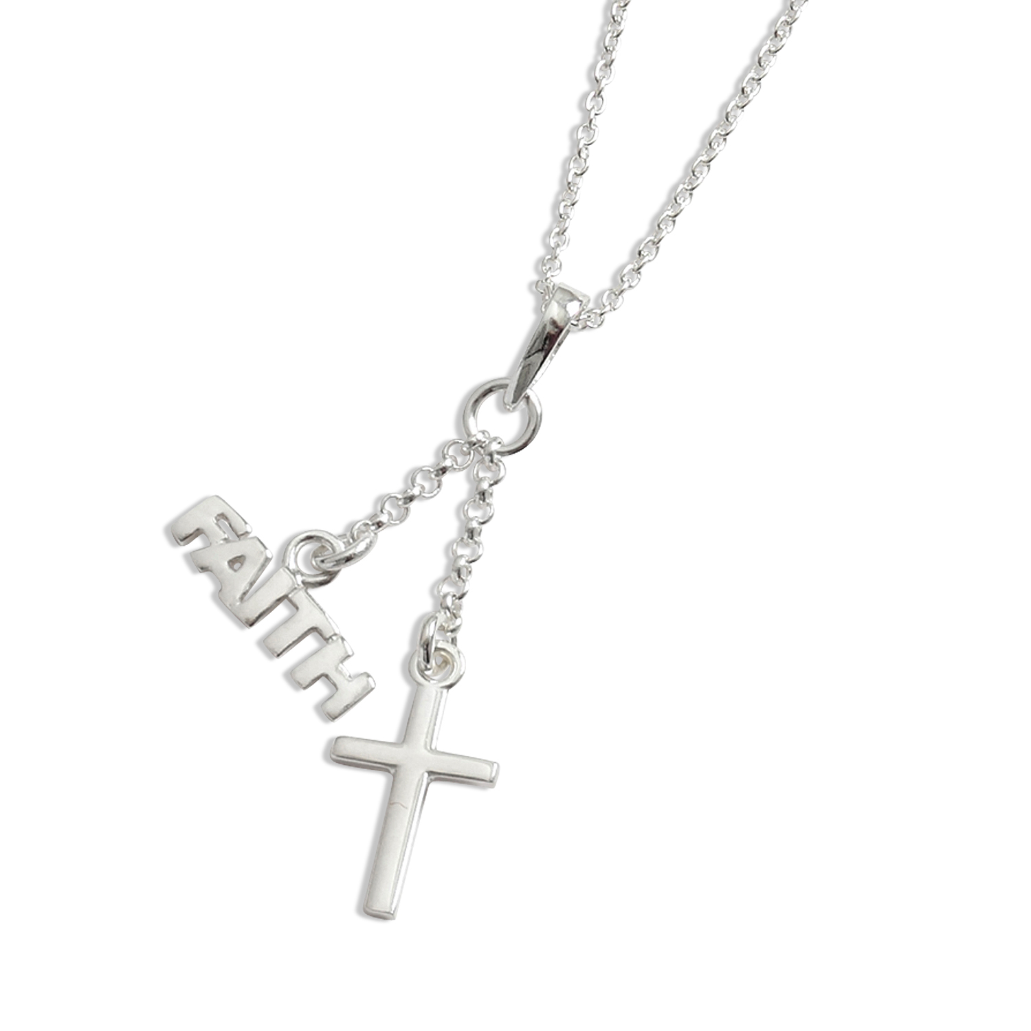 Silver Cross and 'FAITH' pendant Free Delivery at Eden.co.uk
