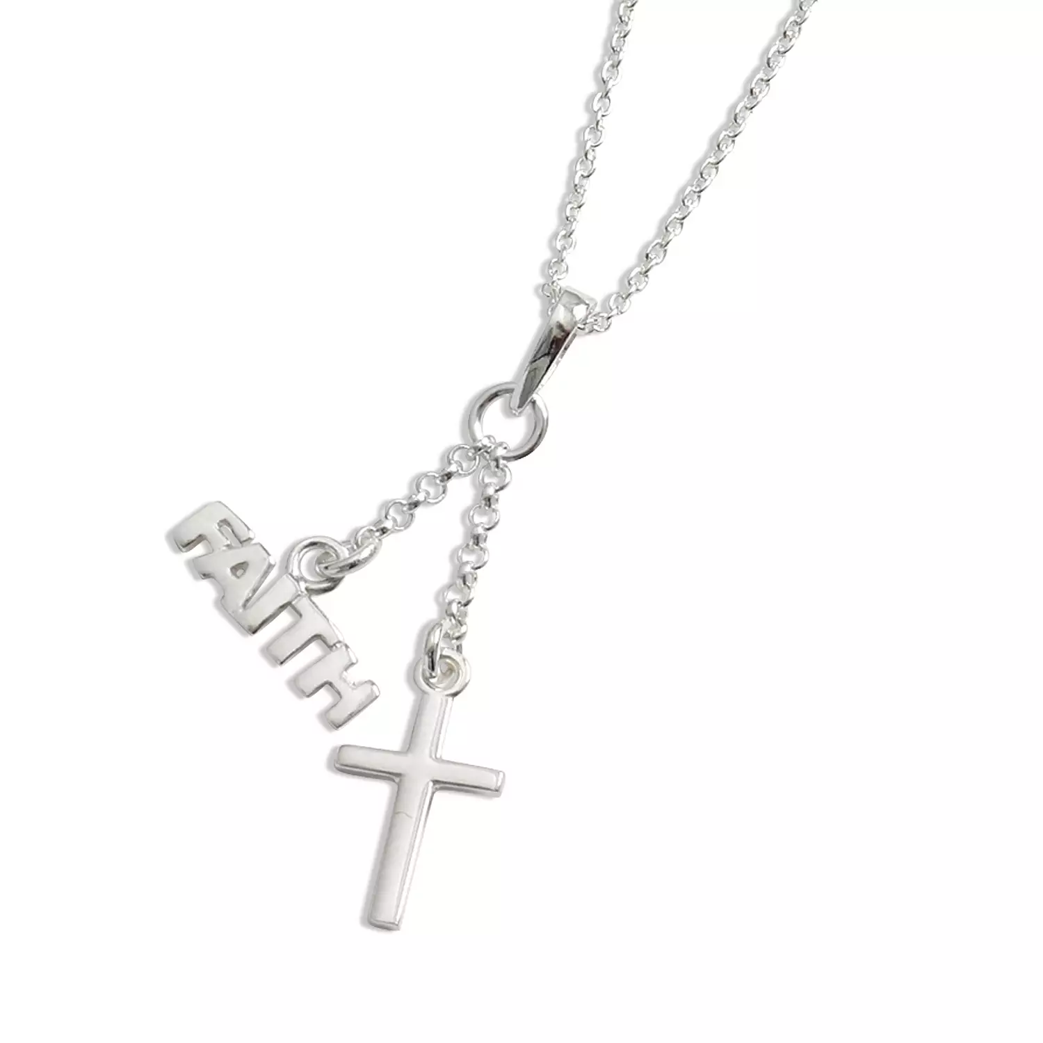 Silver Cross and 'FAITH' pendant