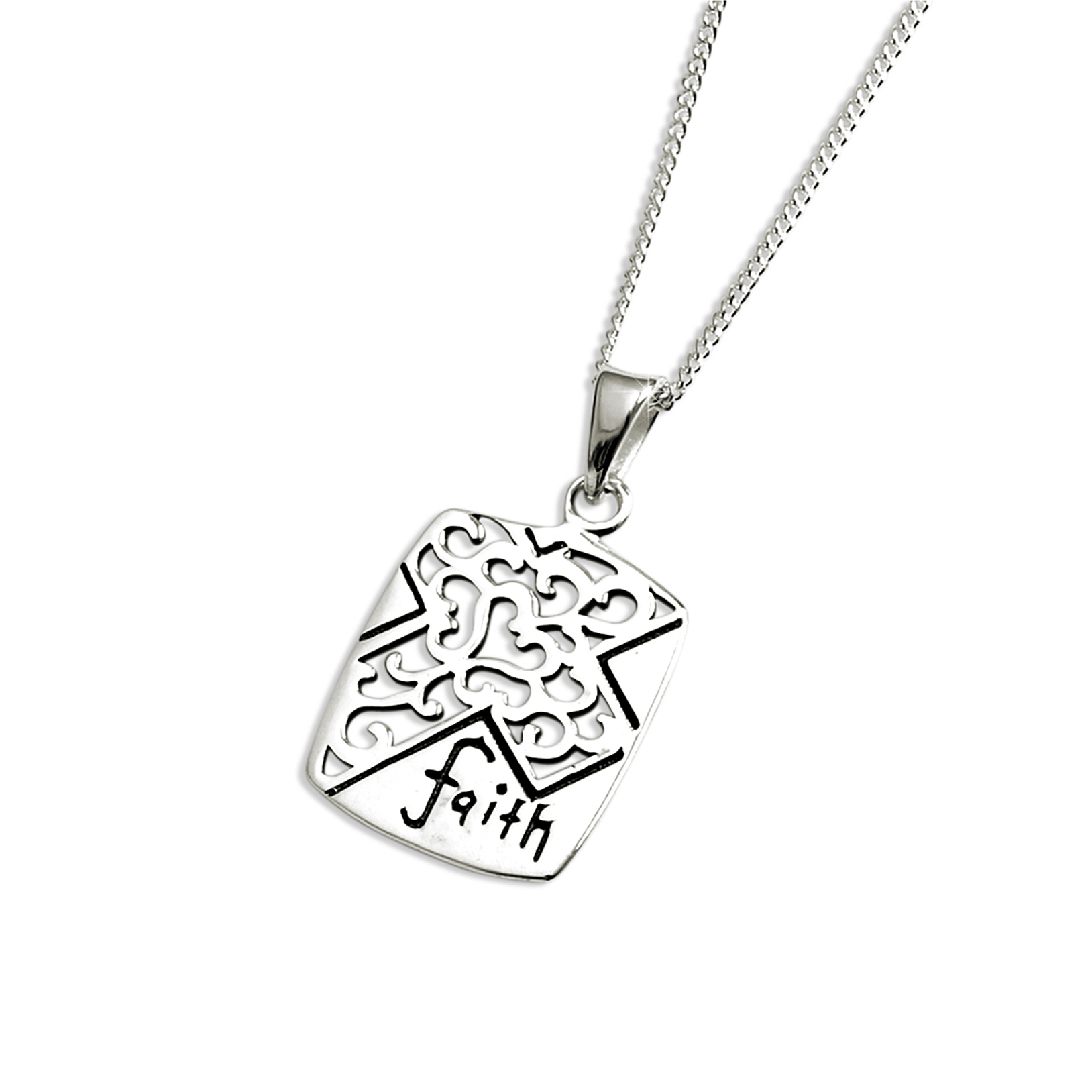 Sterling silver Cross & Faith Pendant | Free Delivery at Eden.co.uk