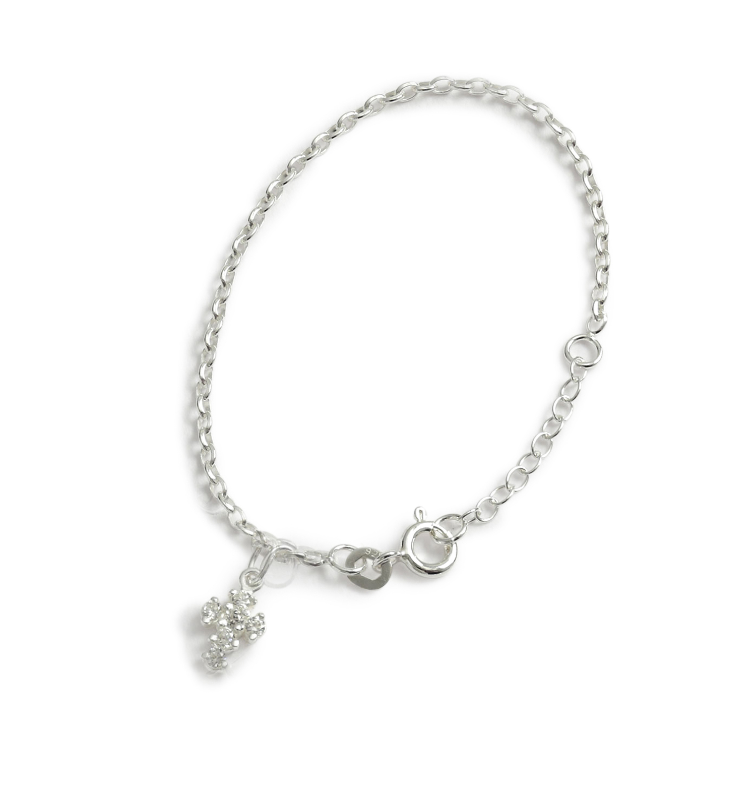 Children's Silver Bracelet and Crystal Cross