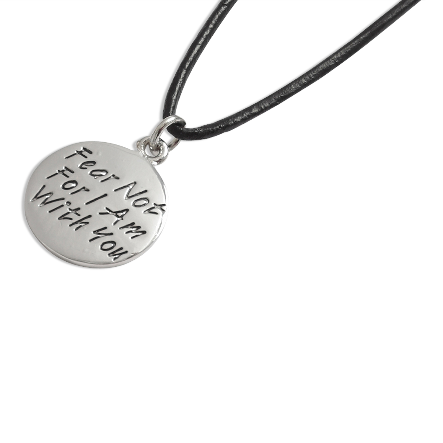 Fear Not For I Am with You' Pendant on Leather Cord