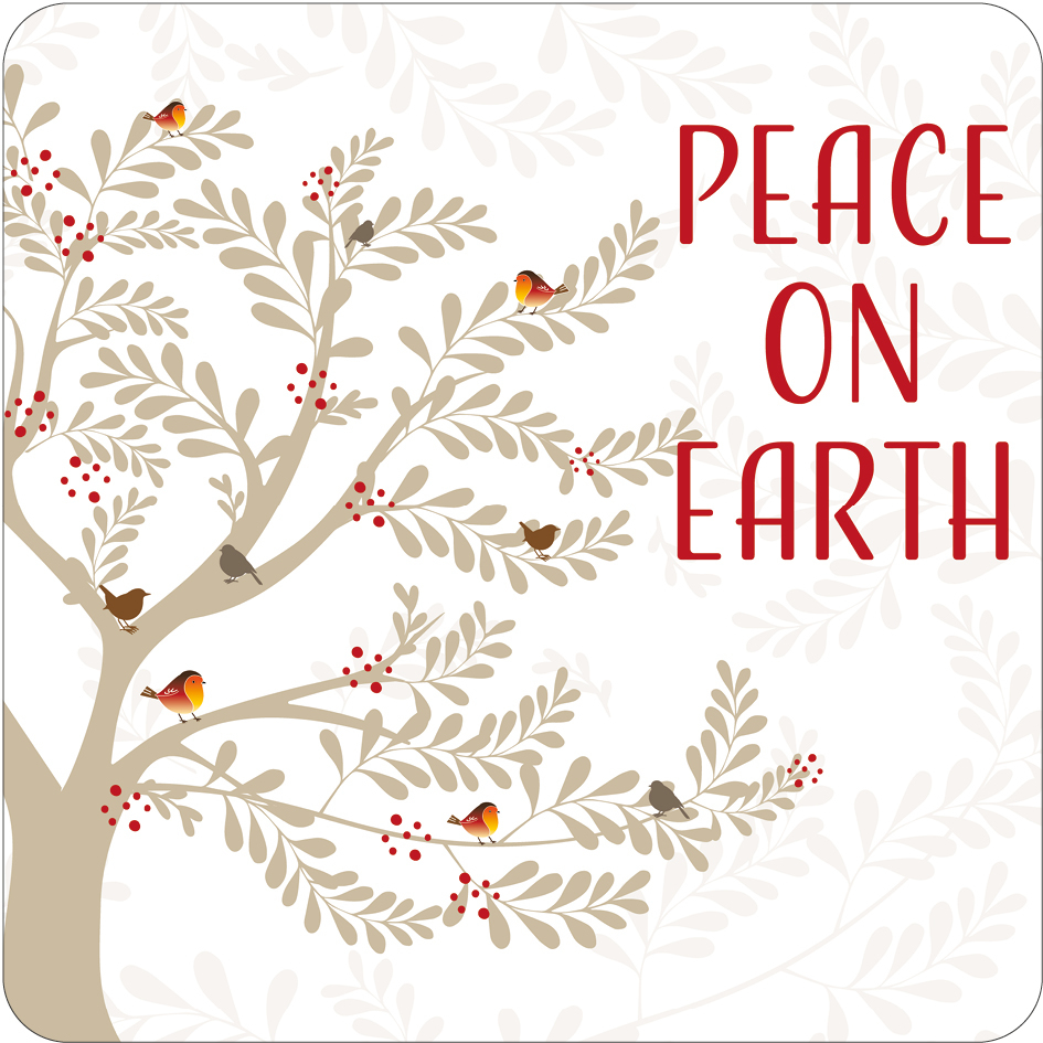 Peace on earth cork coaster