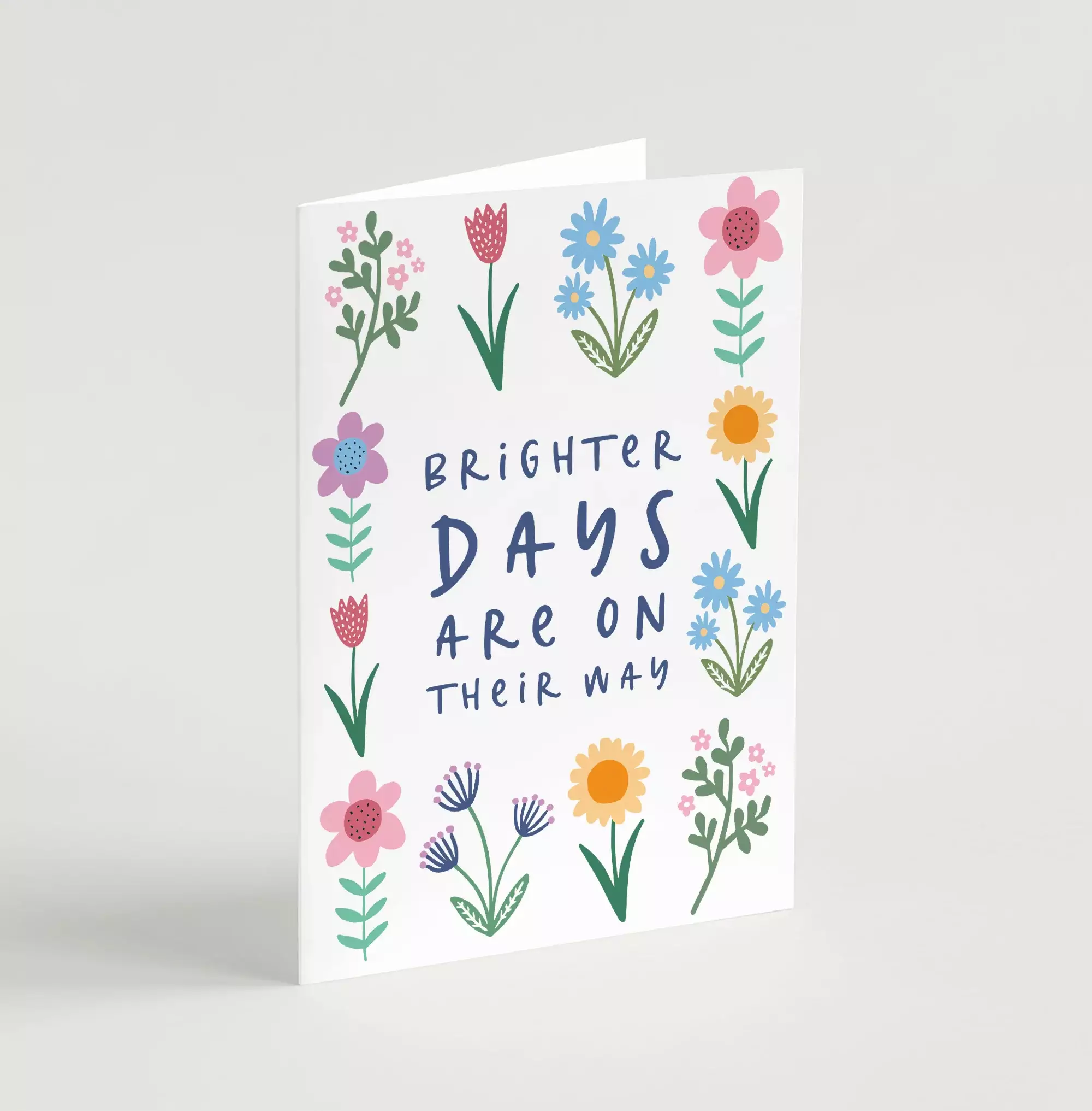'Brighter Days' (Spring version) with bible verse A6 Greeting Card