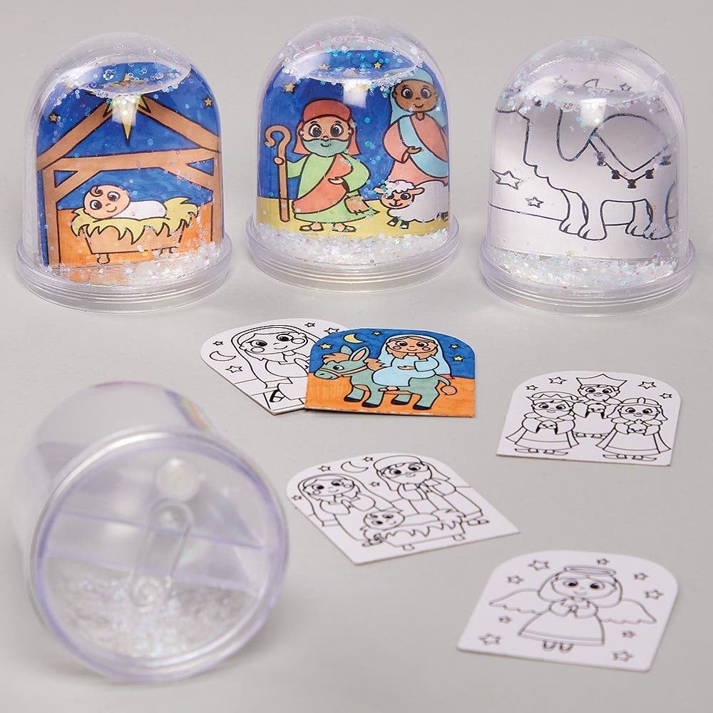 Nativity Colour-in Snow Globes - Pack of 4