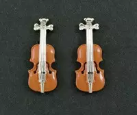 Violin cufflinks In Brown and Silver
