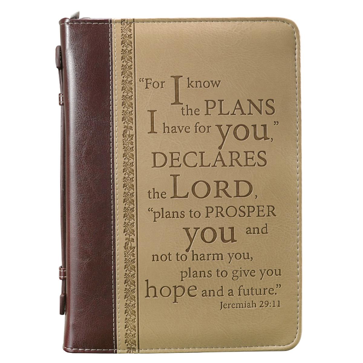 Medium "I Know the Plans" (Tan) Two-tone Bible Cover