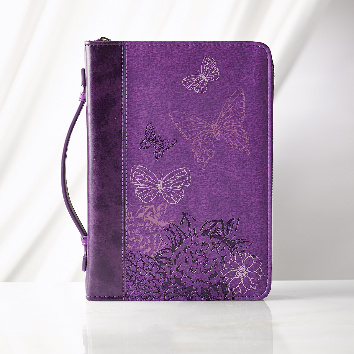 Butterflies (Purple) LuxLeather Bible Cover Large Free Delivery