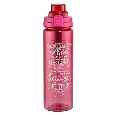 Water Bottle Plastic Pink For I Know the Plans Jer. 29:11