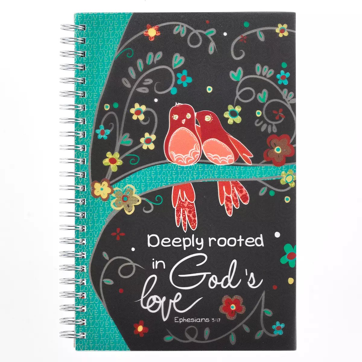Christian Art Gifts Notebook/Journal | Deeply Rooted God s Love Ephesians 3:17 Bible Verse | Inspirational Wire Bound Spiral Notebook w/128 Lined Pages, 6 x 8.5 Inches