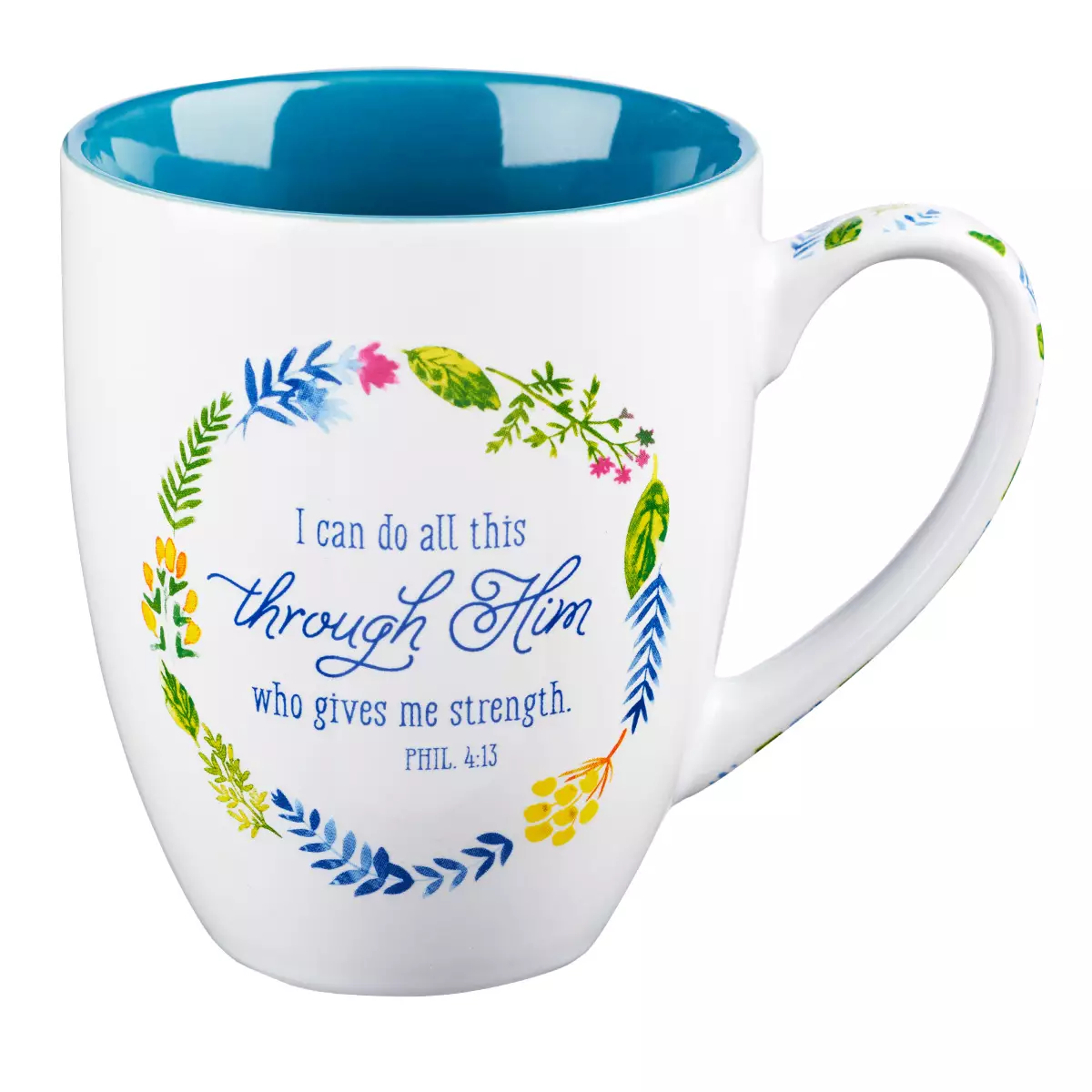 I Can Do All Things Through Him Watercolor Floral Philippians 4:13 Mug