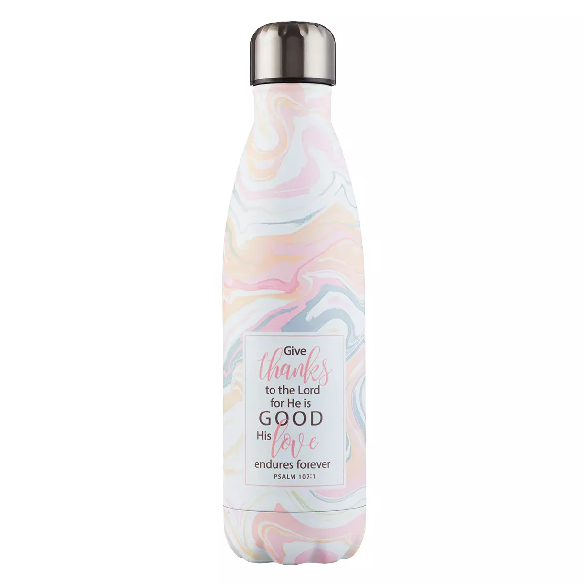 Water Bottle SS Marbled Give Thanks Ps. 107:1