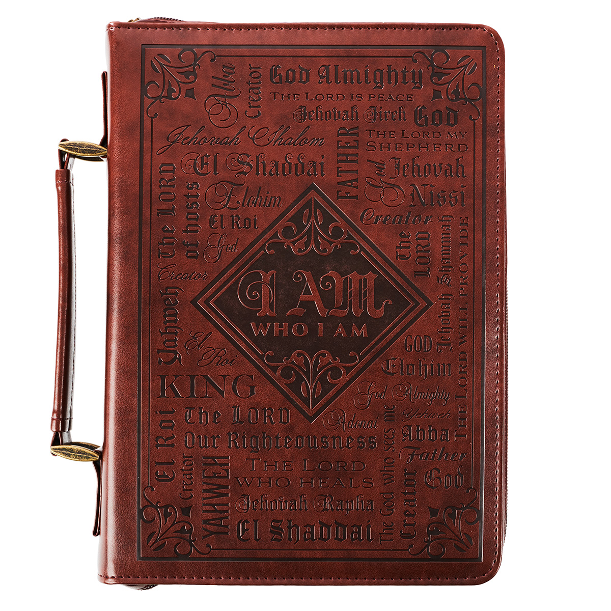 Large "Names of God" Brown Faux Leather Bible Cover