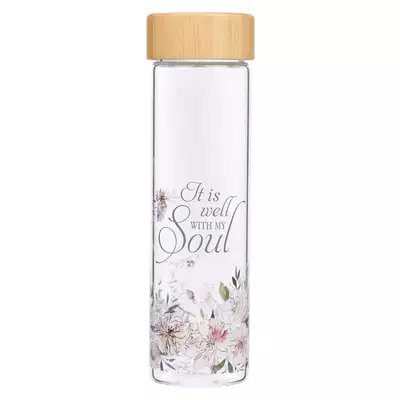 Water Bottle Glass w/ Sleeve It is Well with My Soul