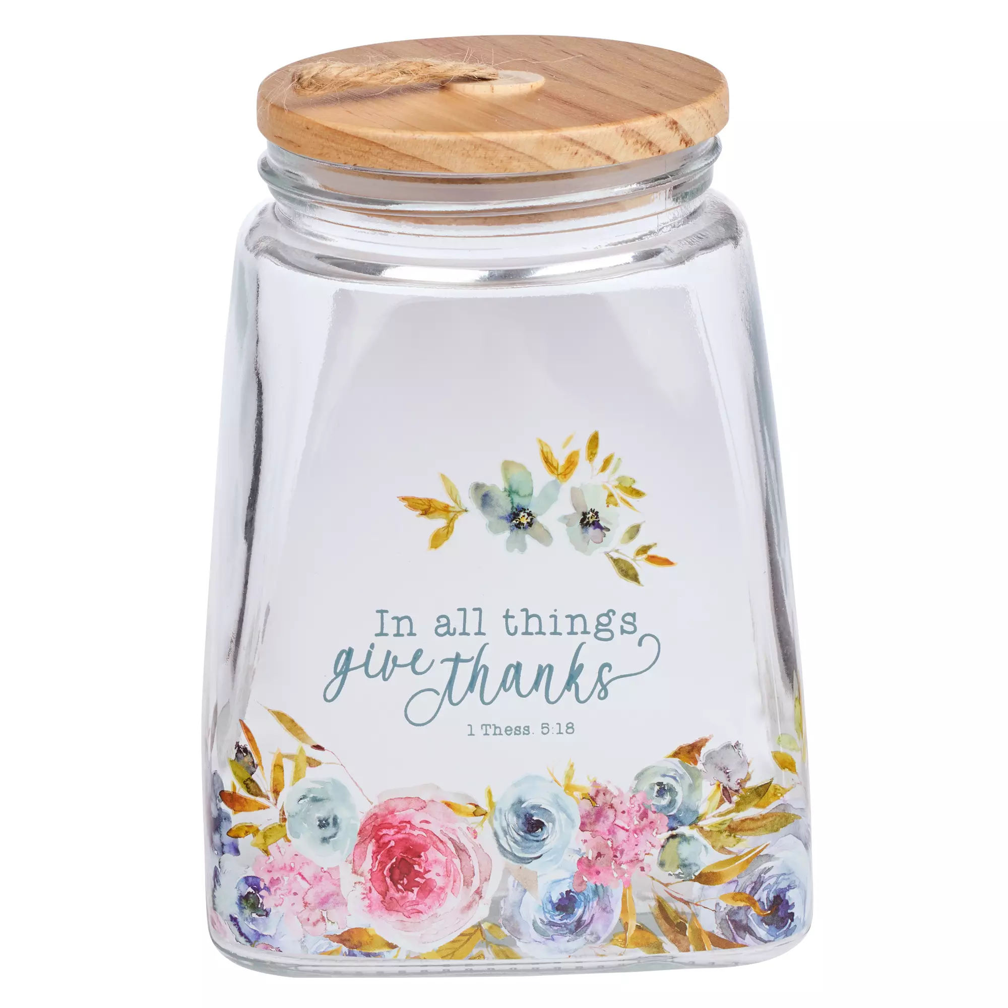 Gratitude Jar w/ Cards Glass In All Things Give Thanks 1 Thess. 5:18