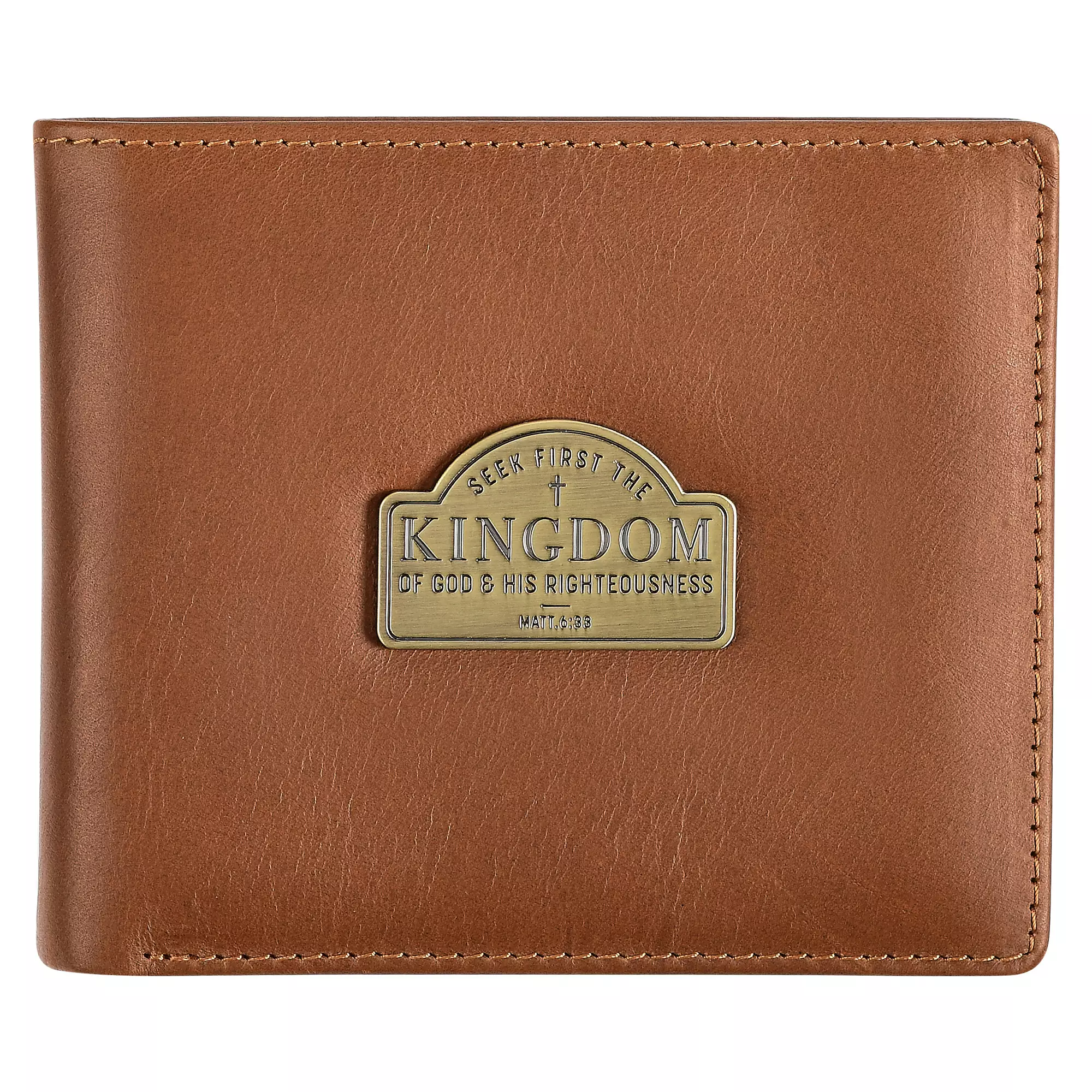 Wallet Leather Brown Seek First the Kingdom Badge Matt. 6:33