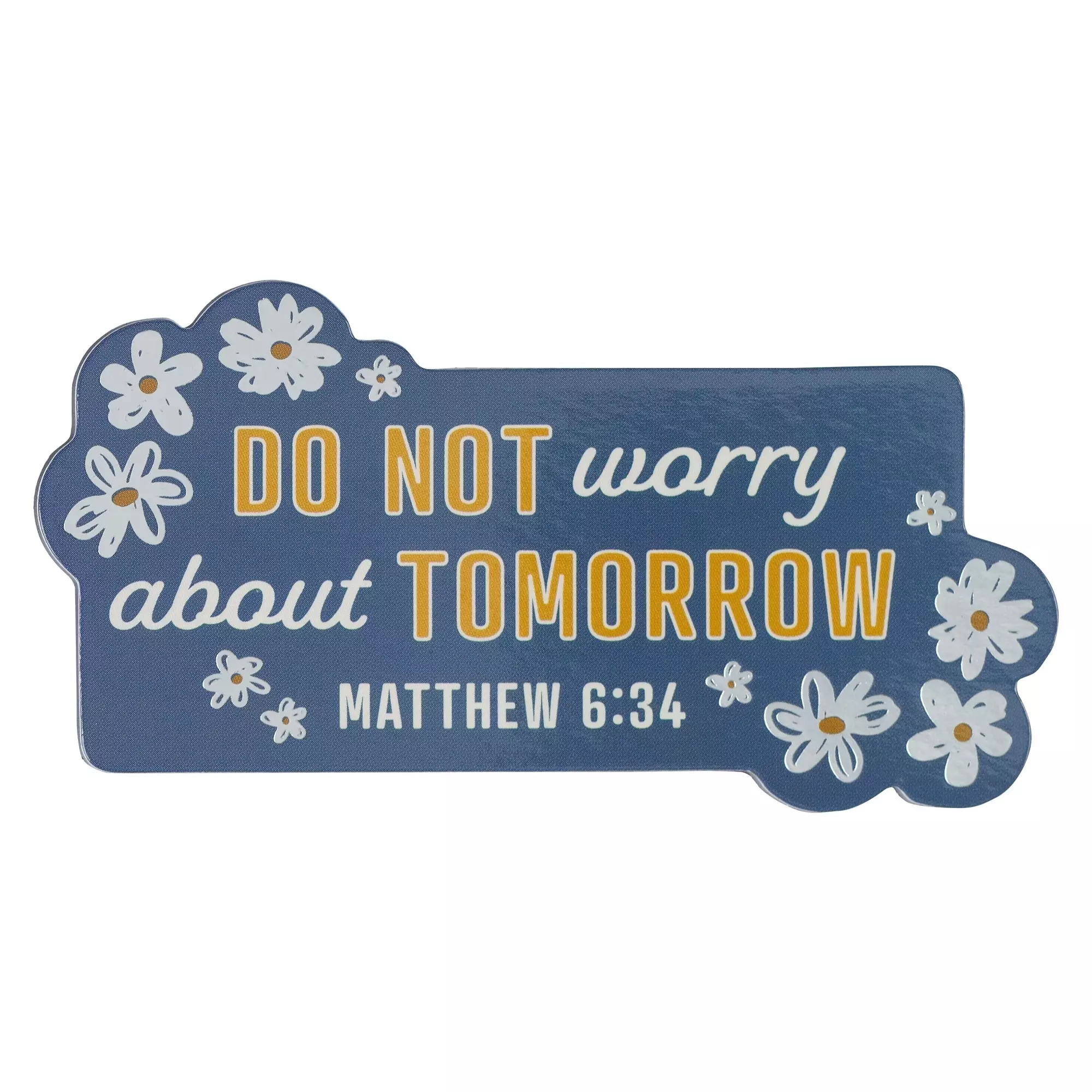 Magnet Blue Floral Do Not Worry Matt. 6:34