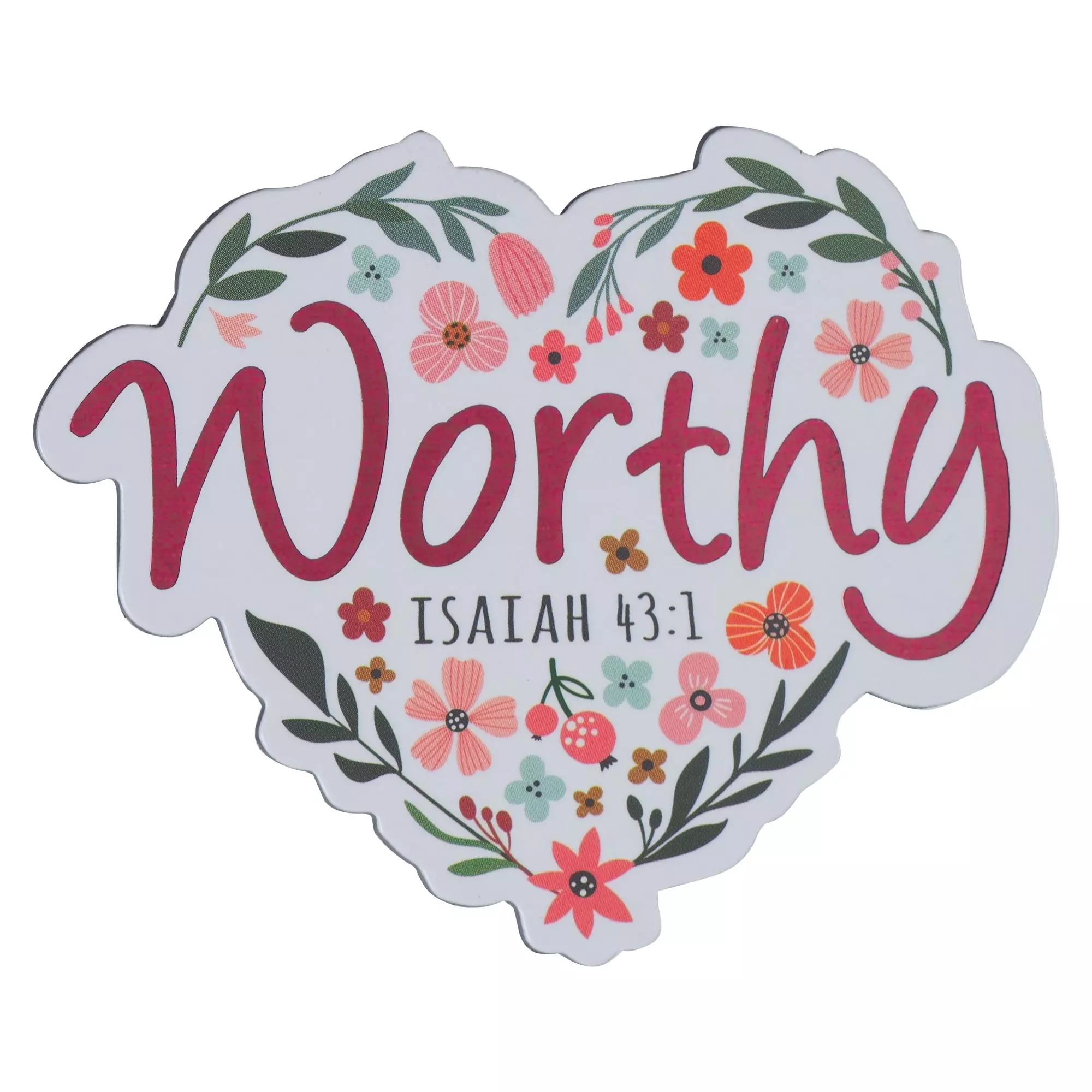 Magnet White Floral Worthy Isa. 43:1