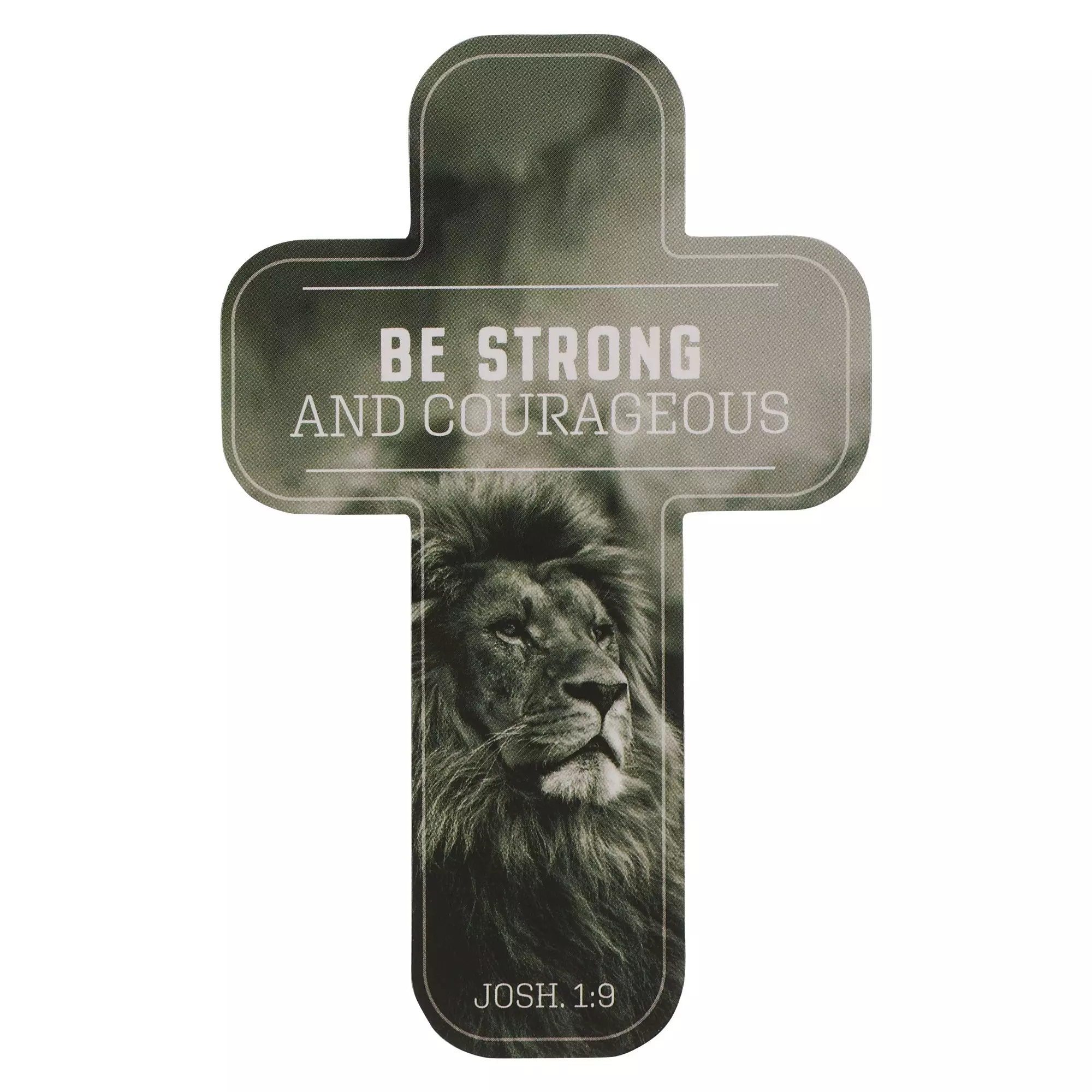 Bookmark-Cross Lion Strong & Courageous Josh. 1:9 (Pack Of 12)