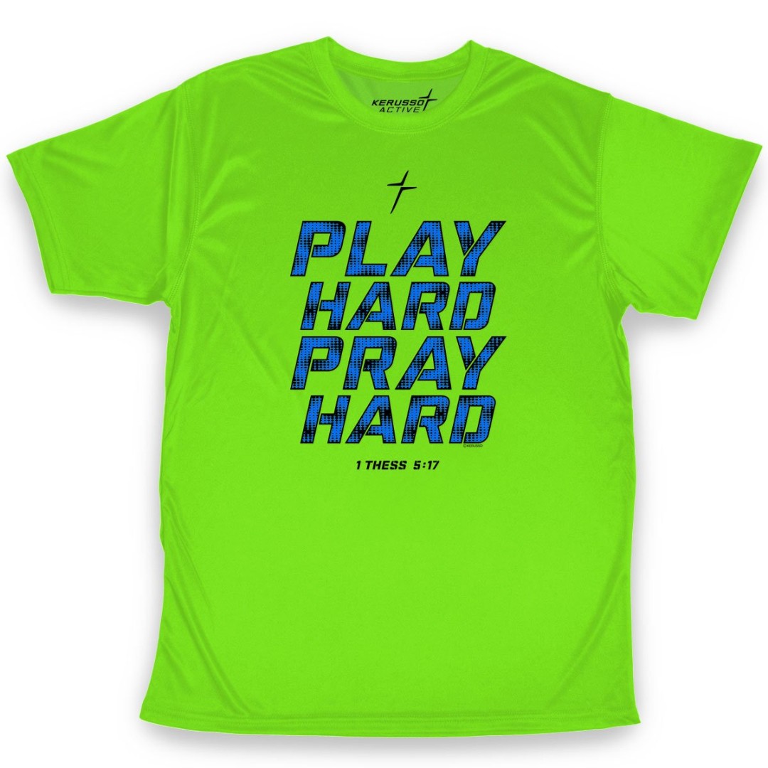 Play Hard Pray Hard Active TShirt, Large Free Delivery Eden.co.uk