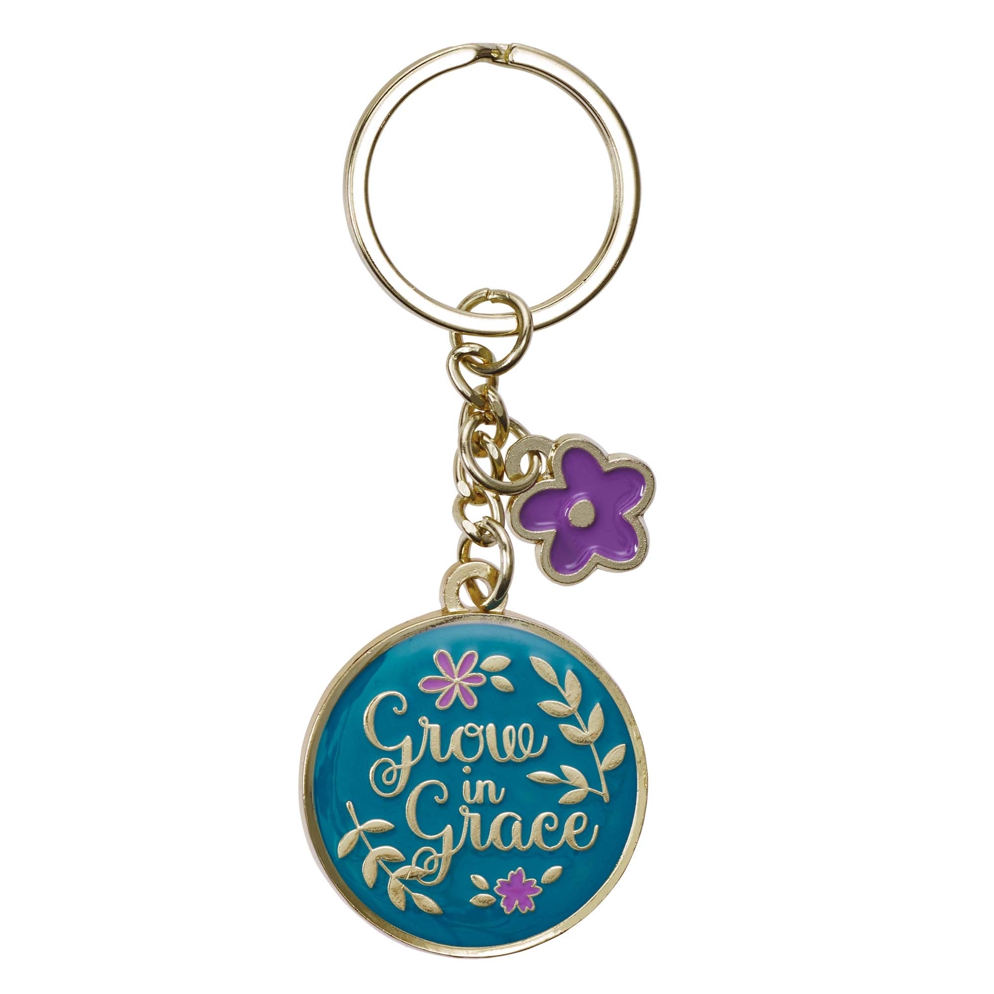 Grow in Grace Metal Key Ring with Link Chain
