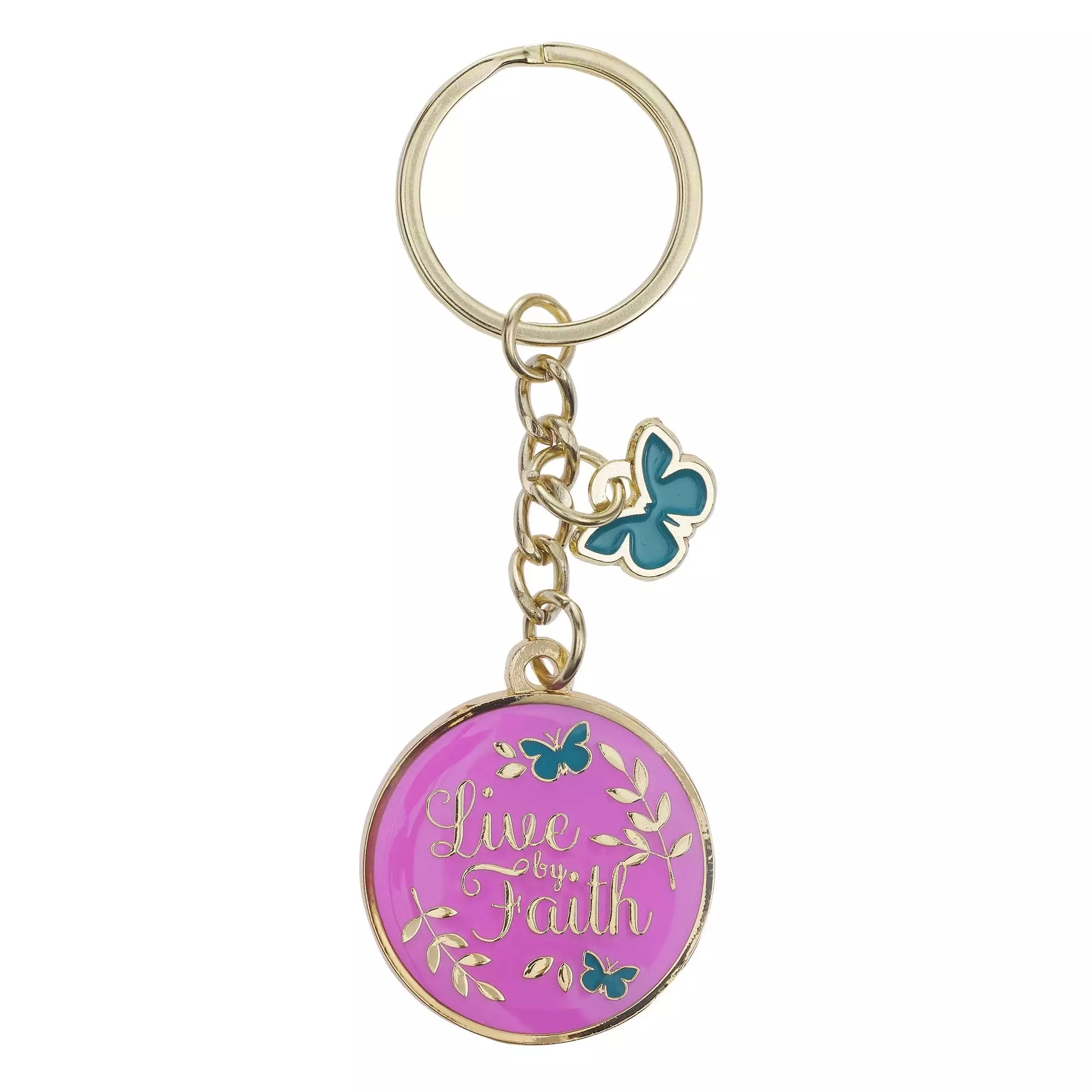 Live by Faith Metal Key Ring with Link Chain