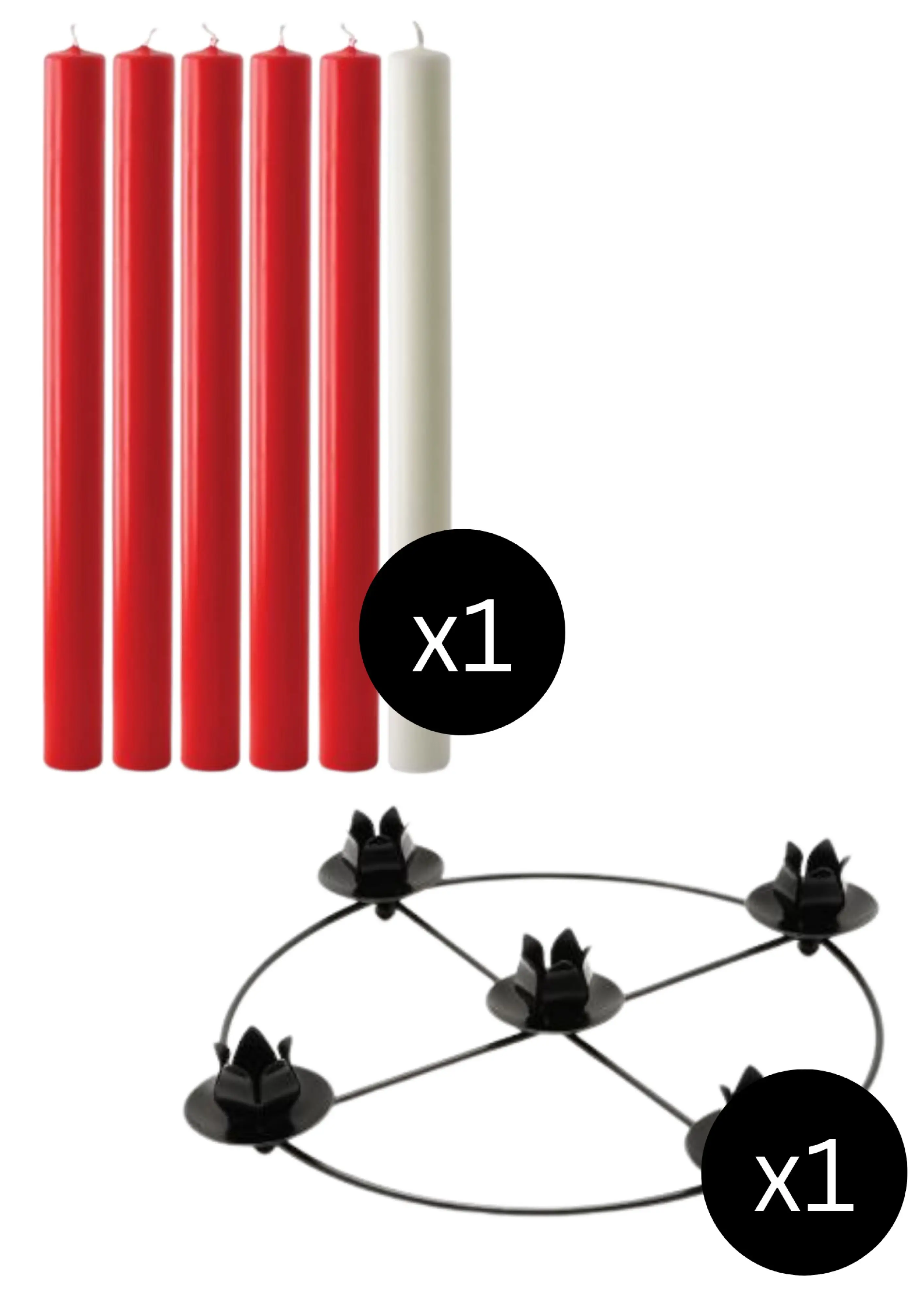 Red and White Advent Candle Set (12