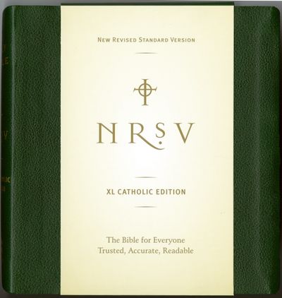 NRSV Extra Large Print Catholic Edition Green Imitation Leather Ribbon