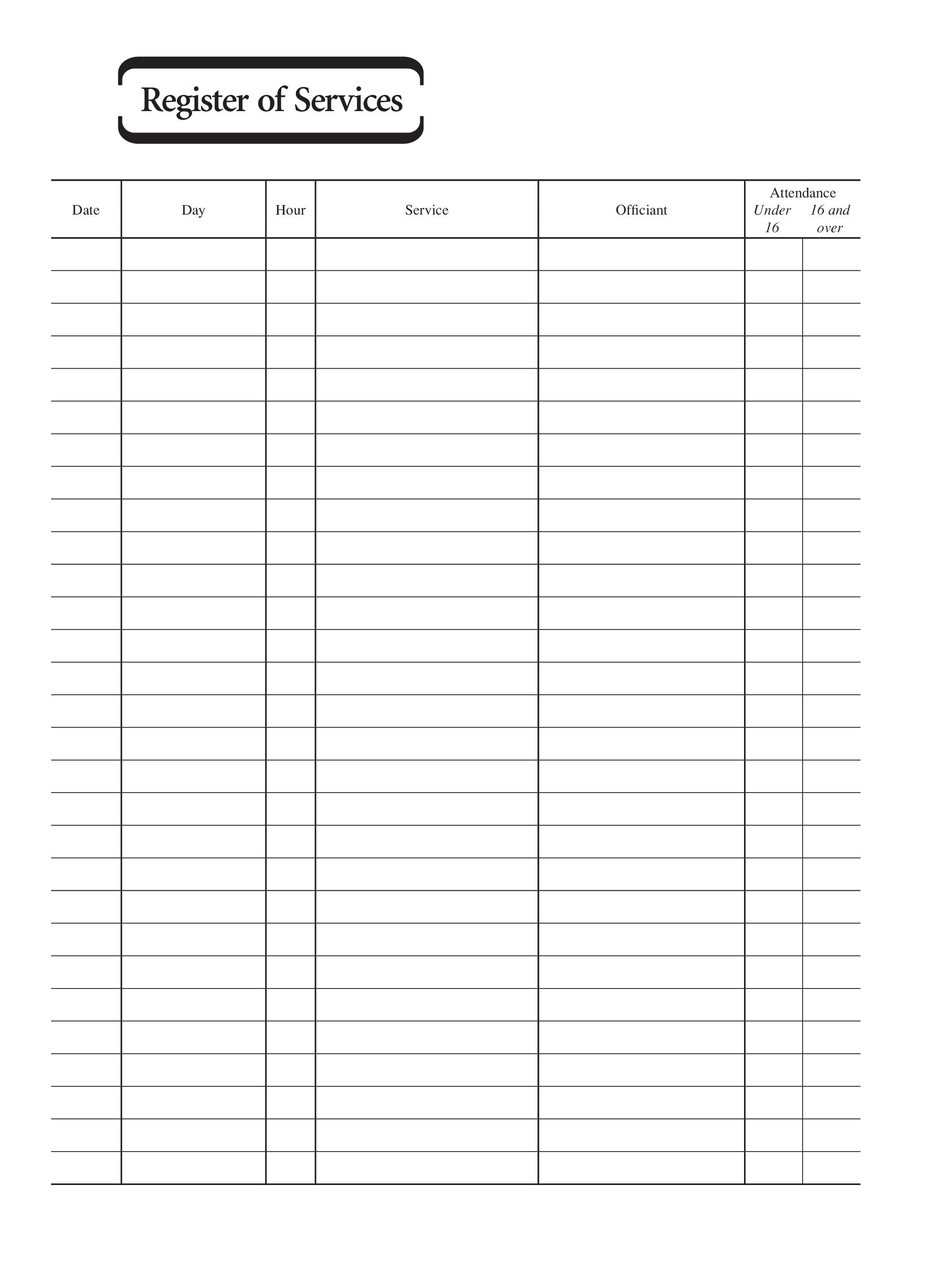 Service Register SR5 Portrait (tall) Format Free Delivery at Eden.co.uk
