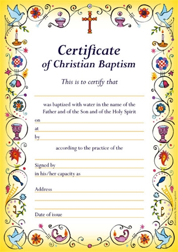certificate of baptism pack of 20 free delivery when you spend baptism certificate