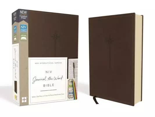 NIV, Journal the Word Bible (Perfect for Note-Taking), Leathersoft, Brown, Red Letter, Comfort Print