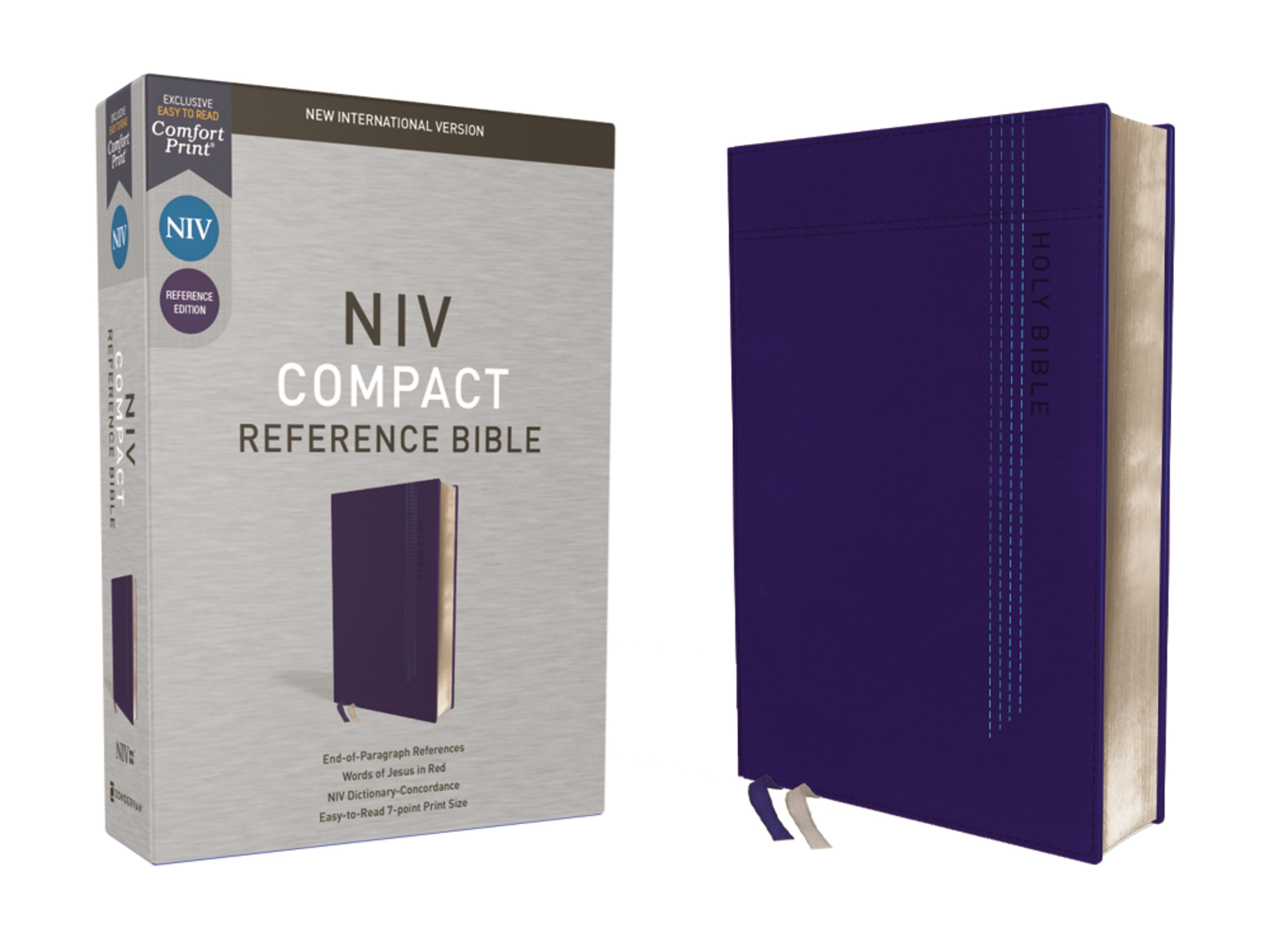 NIV, Reference Bible, Compact, Leathersoft, Blue, Red Letter, Comfort Print