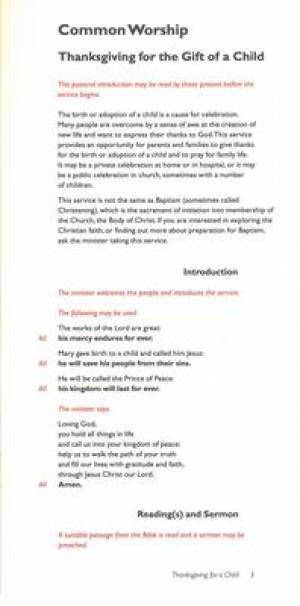 Order of Service Card : Thanksgiving for the Gift of a ...