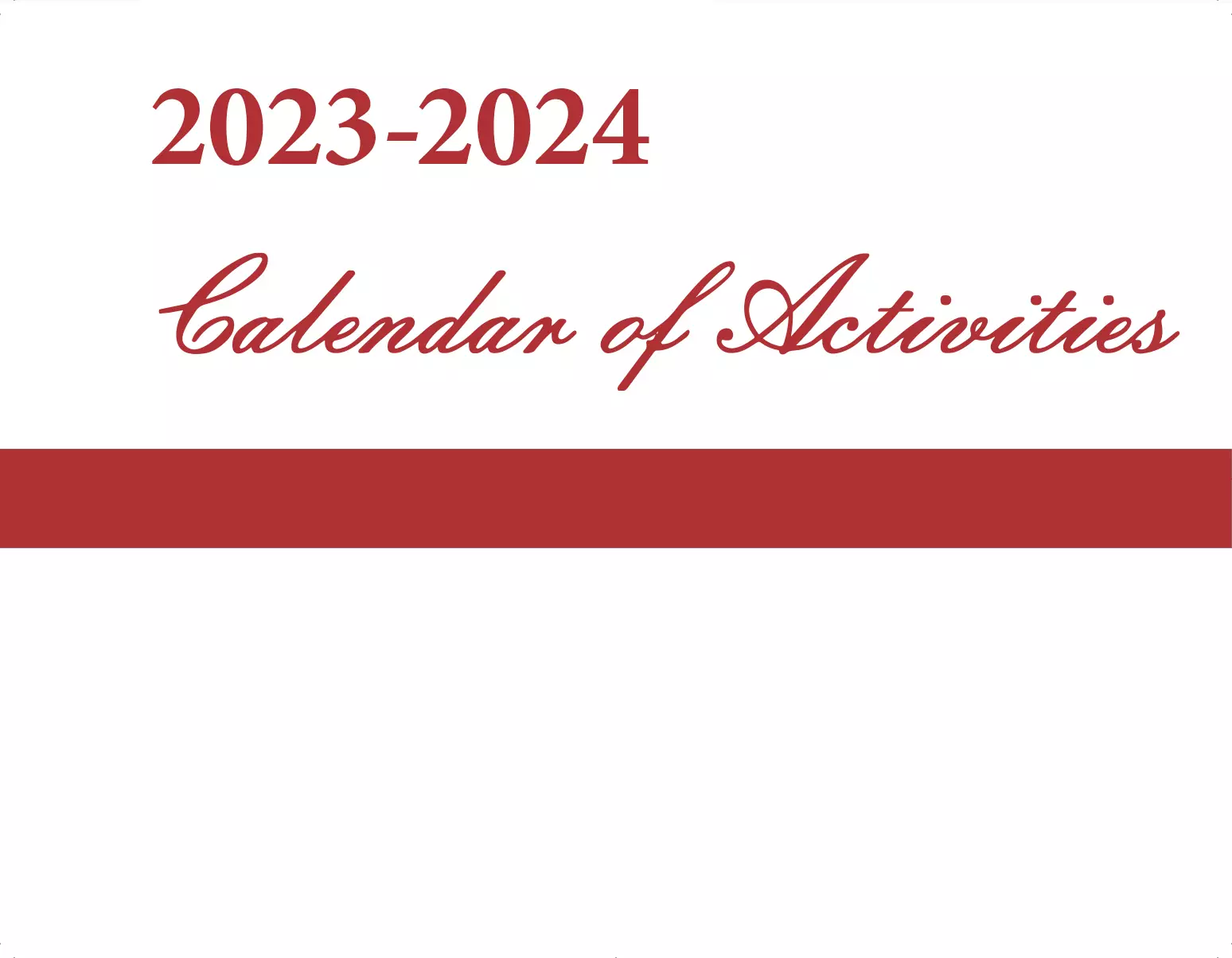 Calendar of Activities: 2023-2024