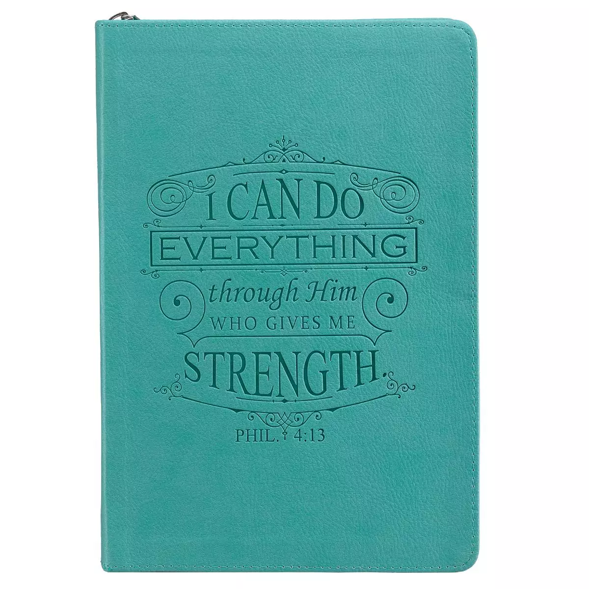 "I Can Do Everything Through Him" Zippered Turquoise Flexcover Journal