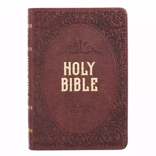 KJV Bible Compact Faux Leather, Chestnut Brown