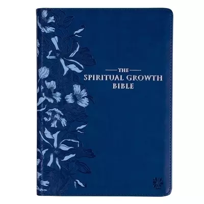 NLT Spiritual Growth Bible, Navy, Imitation Leather, Articles, Book Introductions, Character Profiles, Cross-References, Topical Index, Presentation Page, Ribbon Markers, Thumb Index