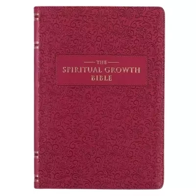NLT Spiritual Growth Bible, Berry, Imitation Leather, Articles, Book Introductions, Character Profiles, Cross-References, Topical Index, Presentation Page, Ribbon Markers, Thumb Index, Gilt Edge