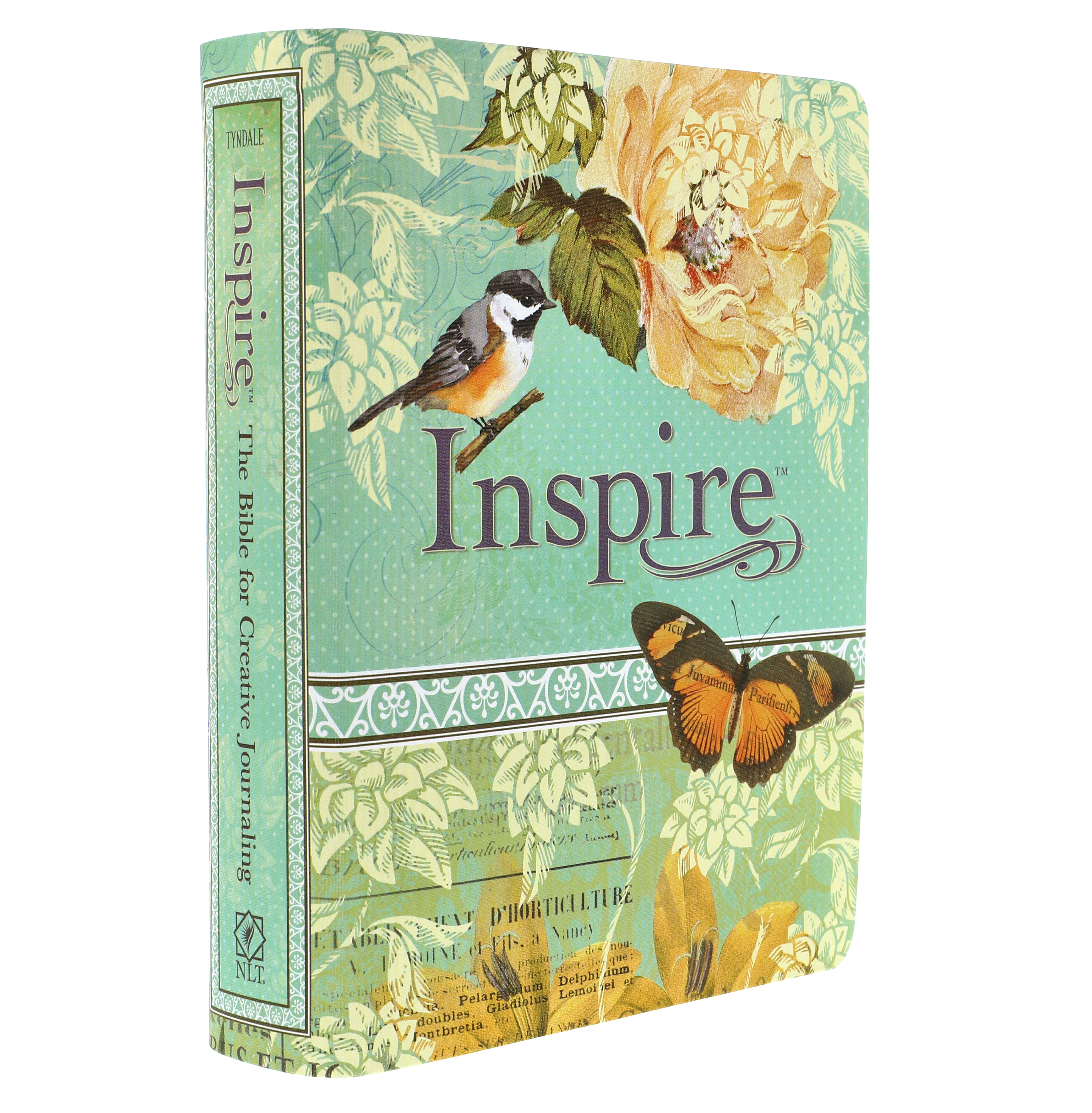 NLT Inspire Colouring Bible, Turquoise, Cloth Bound, Two-Inch-Wide Ruled Journaling Margins, Line-Art Illustrations, Matching Ribbon Marker - The Bible for Coloring & Creative Journaling