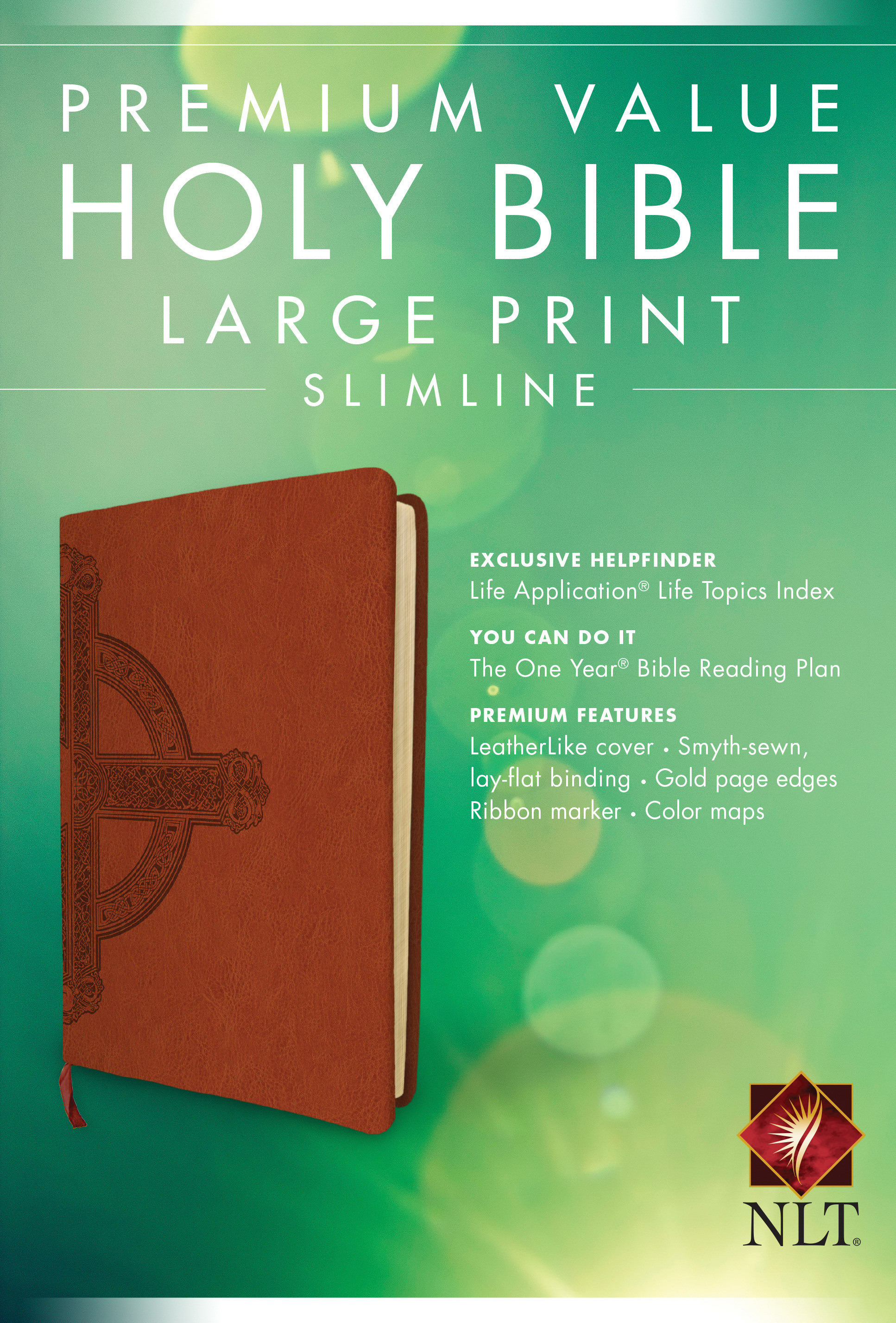 NLT Large Print Bible Brown Imitation Leather Slimline Premium Nlt large print bible brown imitation leather slimline premium