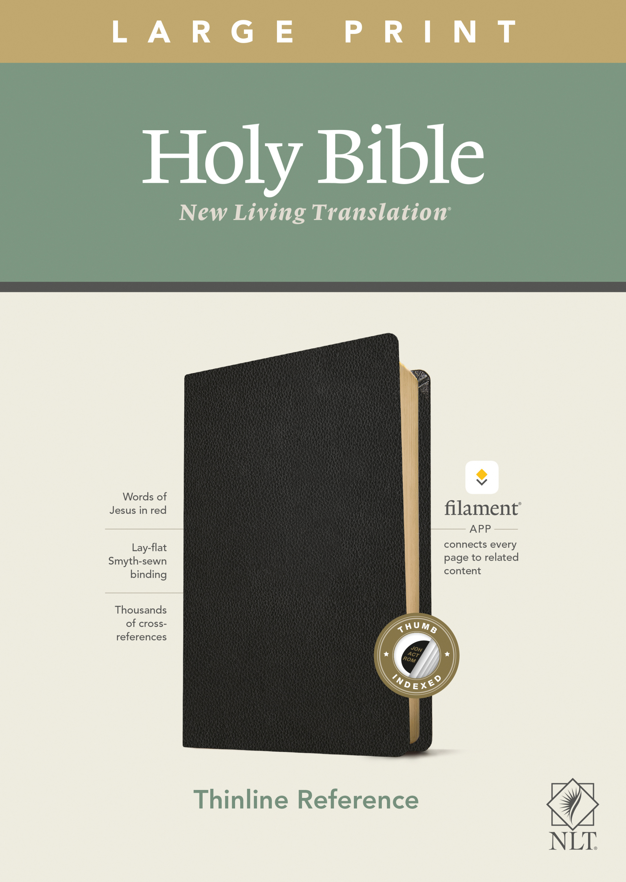 NLT Large Print Thinline Reference Bible, Filament Enabled Edition (Red Letter, Genuine Leather