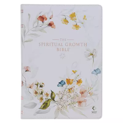 NLT, The Spiritual Growth Bible Faux Leather, Cream Floral Printed