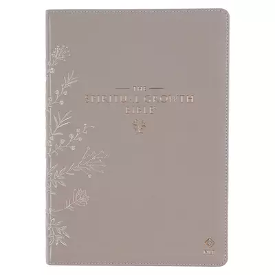 NLT, The Spiritual Growth Bible Faux Leather, Taupe Floral Embroidered