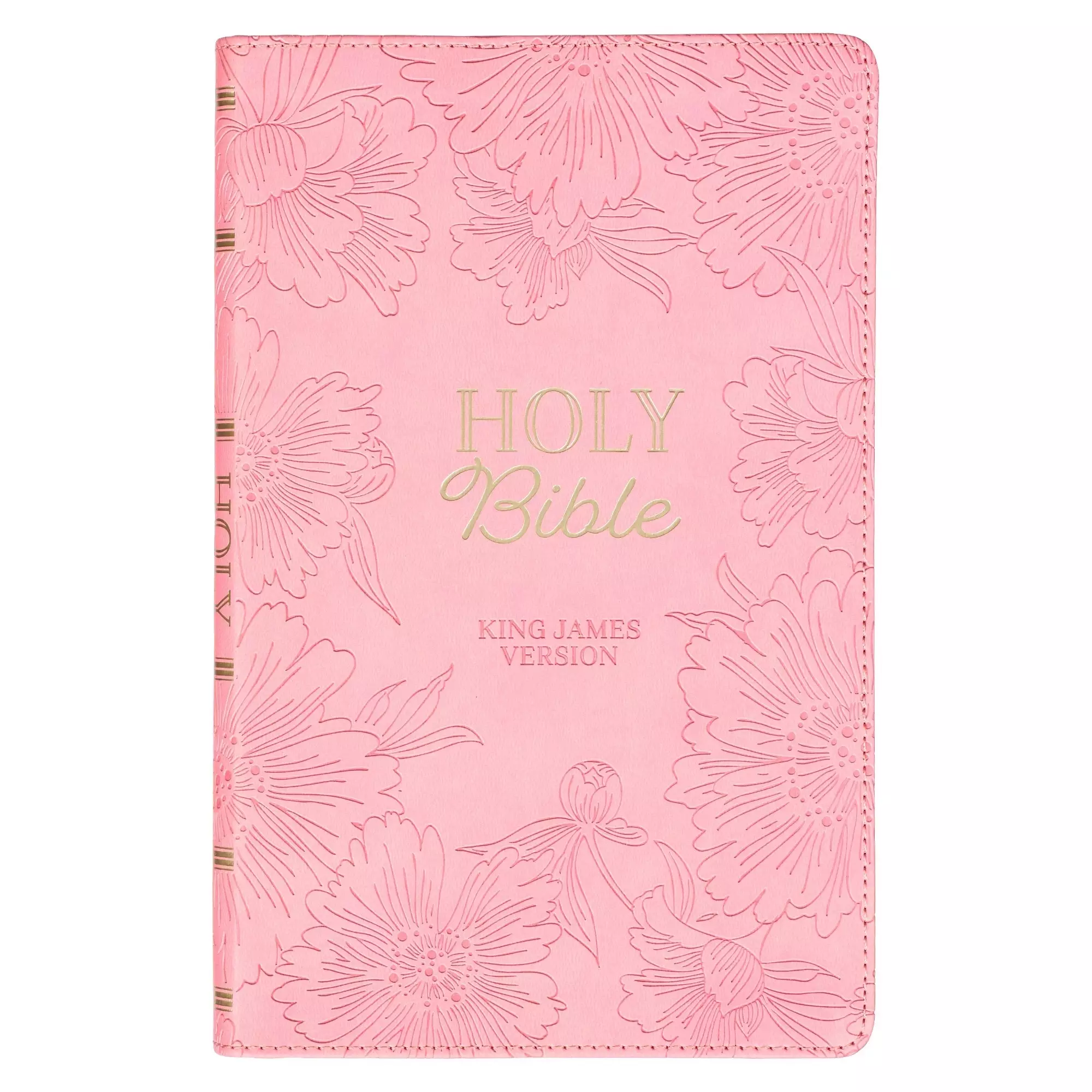 KJV Holy Bible, Gift Edition King James Version, Faux Leather Flexible Cover, Light Pink Floral